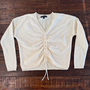 Say What? Cream Ruched Sweater. Size M.
